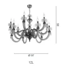 Classic Chandelier 12 Lights in Italian Luxury Handcrafted Glass - Saline Viadurini