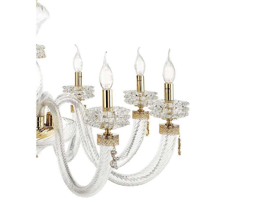 Classic Chandelier 12 Lights in Italian Luxury Handcrafted Glass - Saline Viadurini