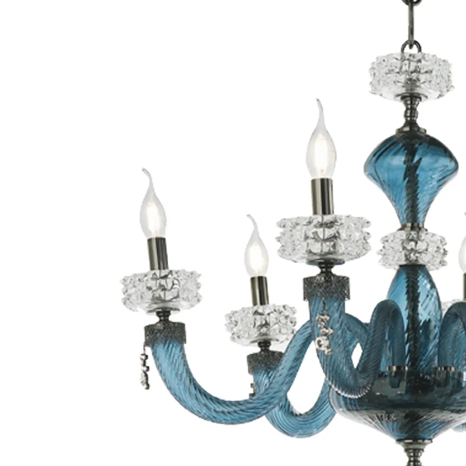 Classic Chandelier 12 Lights in Italian Luxury Handcrafted Glass - Saline Viadurini
