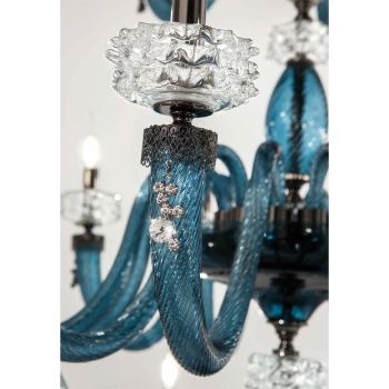 Classic Chandelier 12 Lights in Italian Luxury Handcrafted Glass - Saline