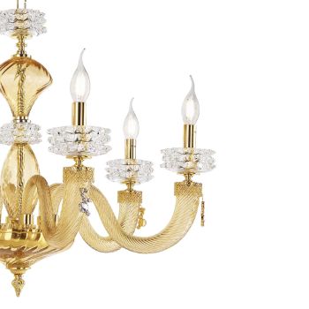 Classic Chandelier 12 Lights in Italian Luxury Handcrafted Glass - Saline