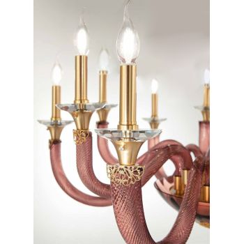Classic Chandelier 12 Lights in Handcrafted Glass and Crystals - Magrena