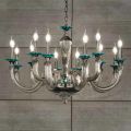 Classic Chandelier 12 Lights in Artisan Glass and Crystals - Magrena