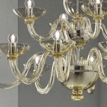 Classic Chandelier 12 Lights in Venetian Glass Made in Italy - Foscarino