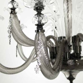 Classic Chandelier 12 Lights Blown Glass Floral Details - Bluminda