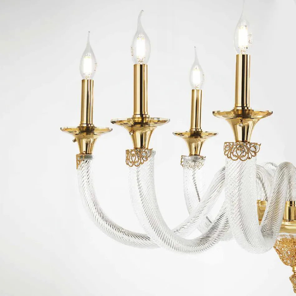 Classic Chandelier 18 Lights in Handcrafted Glass and Crystals - Magrena Viadurini