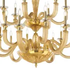 Classic Chandelier 18 Lights in Handcrafted Glass and Crystals - Magrena Viadurini