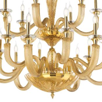 Classic Chandelier 18 Lights in Handcrafted Glass and Crystals - Magrena