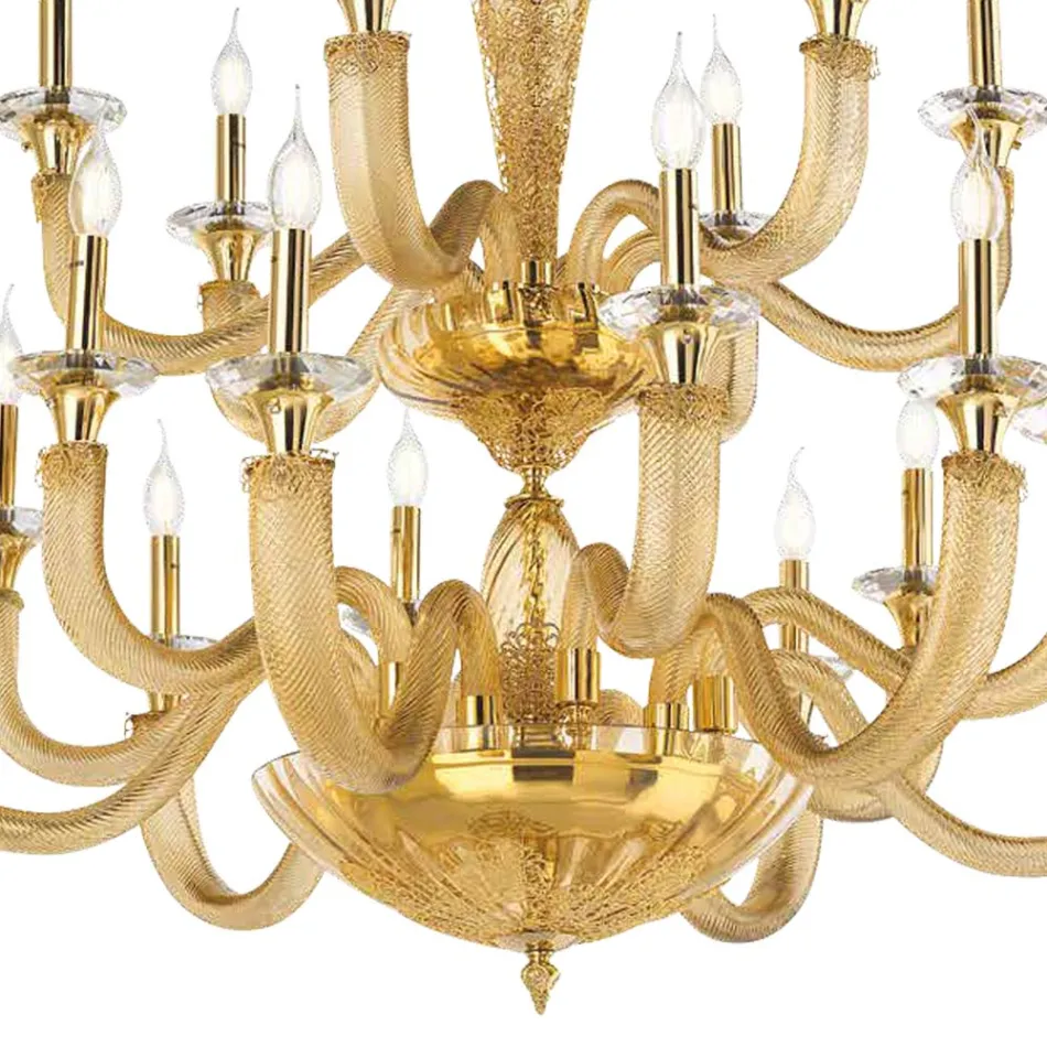 Classic Chandelier 18 Lights in Handcrafted Glass and Crystals - Magrena Viadurini