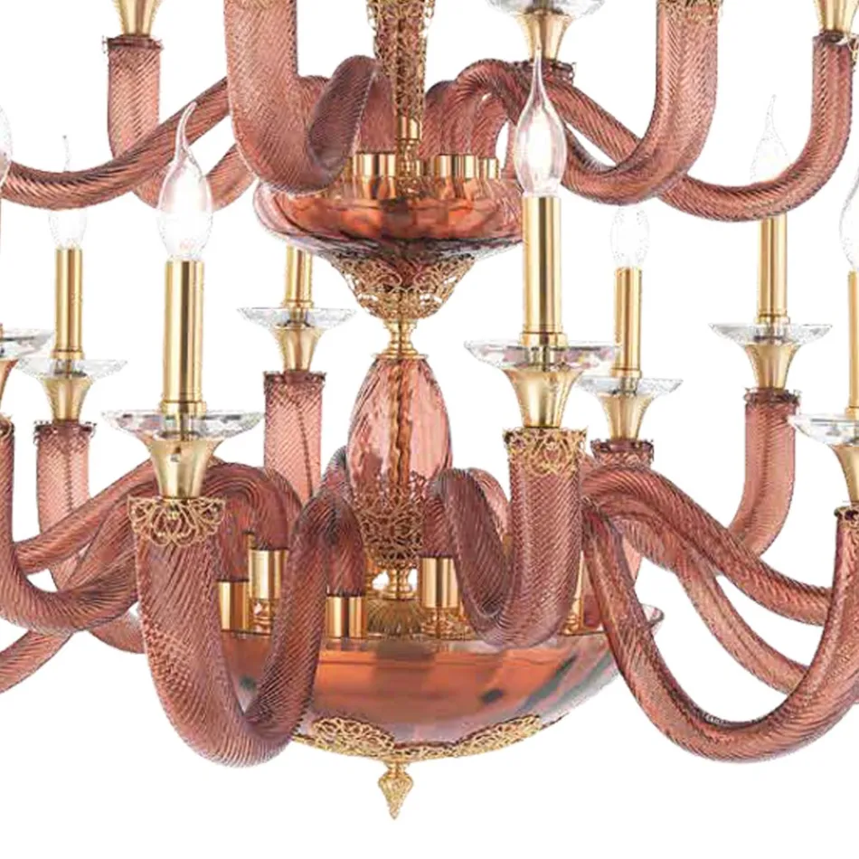 Classic Chandelier 18 Lights in Handcrafted Glass and Crystals - Magrena Viadurini