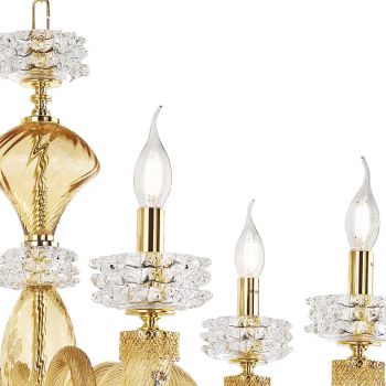 Classic 6 Lights Chandelier in Italian Luxury Handcrafted Glass - Saline