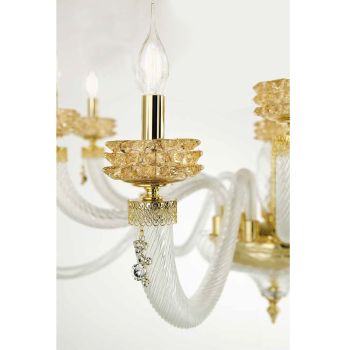 Classic 6 Lights Chandelier in Italian Luxury Handcrafted Glass - Saline