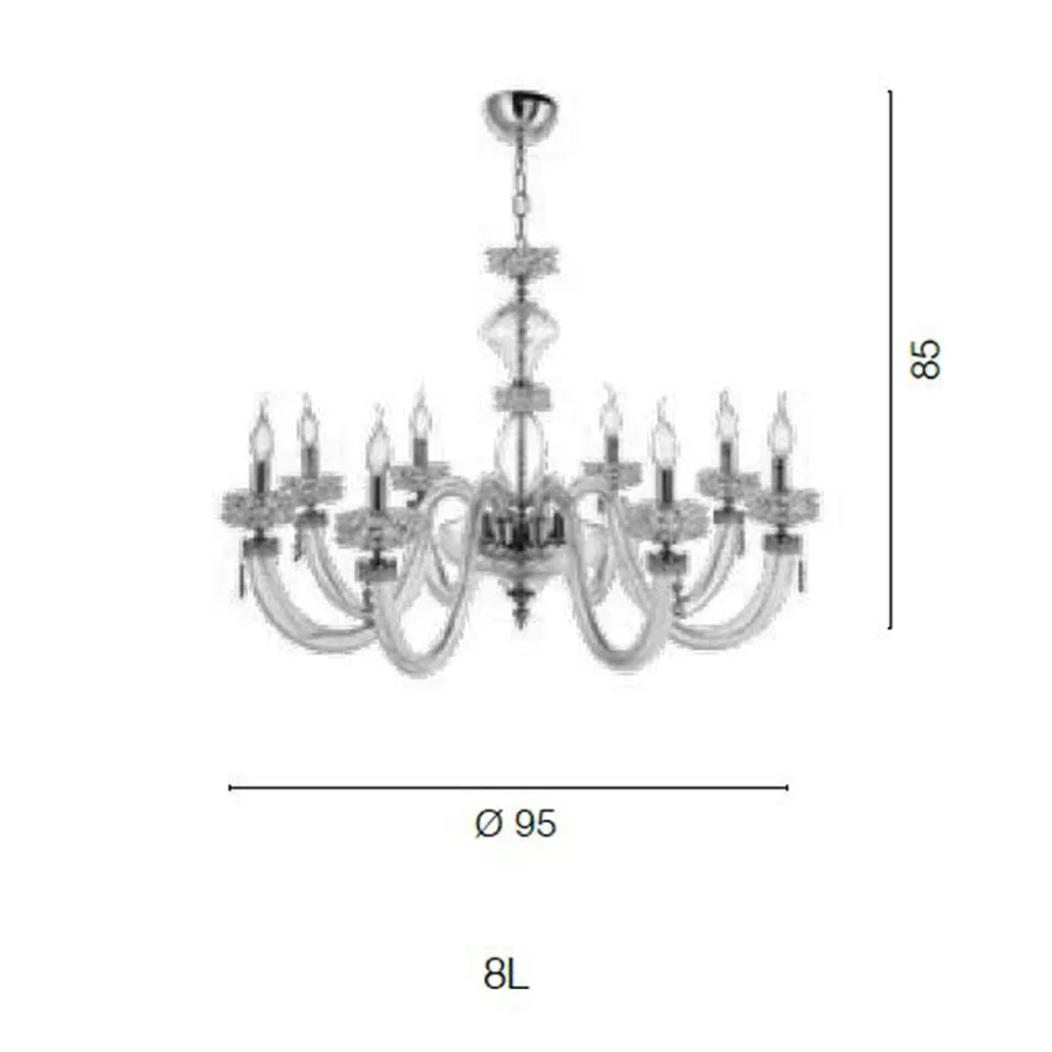 Classic Chandelier 8 Lights in Italian Luxury Handcrafted Glass - Saline Viadurini