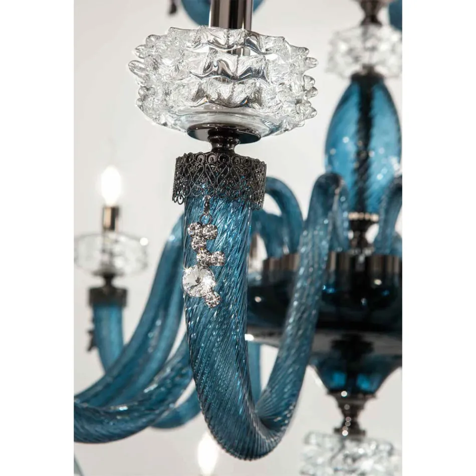 Classic Chandelier 8 Lights in Italian Luxury Handcrafted Glass - Saline Viadurini