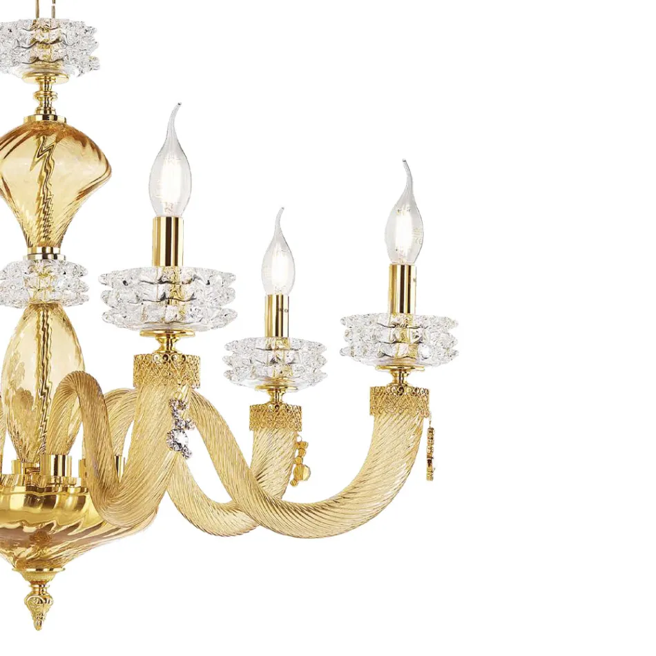 Classic Chandelier 8 Lights in Italian Luxury Handcrafted Glass - Saline Viadurini
