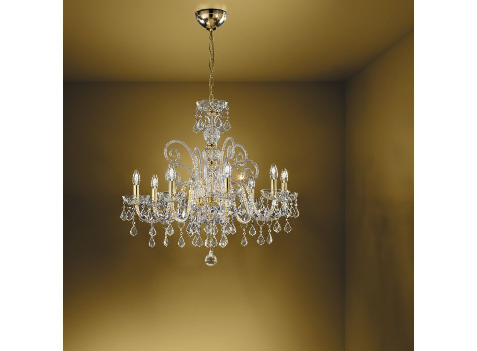 Classic Chandelier 8 Lights in Venetian Glass Made in Italy - Florentine