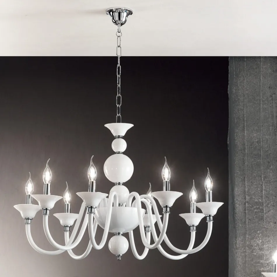 Luxury Italian Handmade Glass Chandelier 8 Lights - Mindful Viadurini