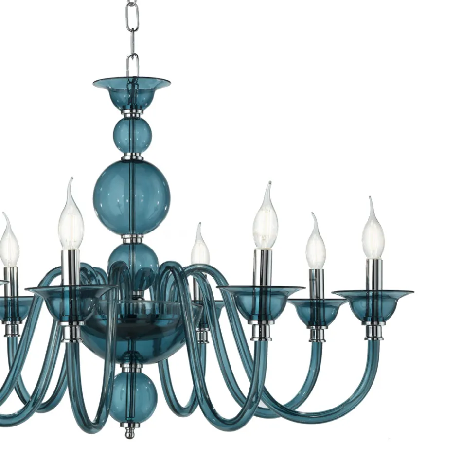 Luxury Italian Handmade Glass Chandelier 8 Lights - Mindful Viadurini
