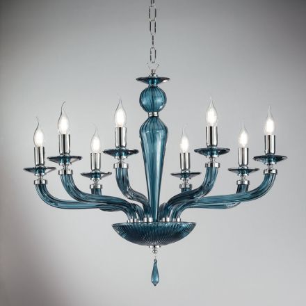 Classic 8 Lights Handmade Glass Rigaton and Metal Chandelier - Fievole Viadurini