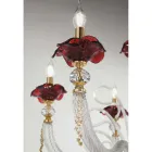 Classic Chandelier 8 Lights Blown Glass Floral Details - Bluminda Viadurini