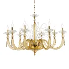 Classic Chandelier 8 Lights Blown Glass Floral Details - Bluminda Viadurini