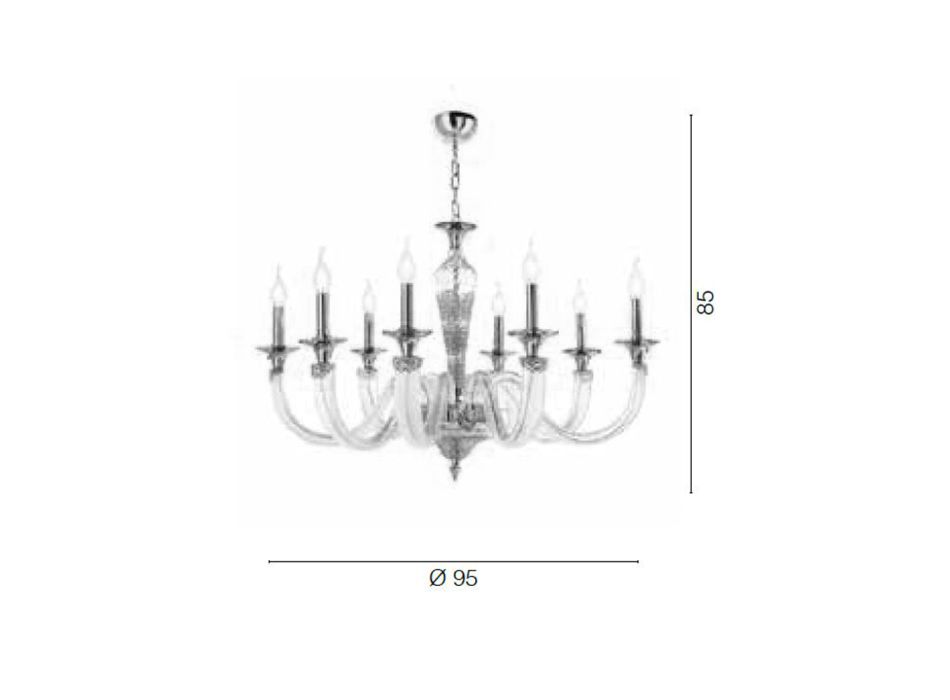 Classic 8 Lights Chandelier in Artisan Glass and Crystals - Magrena