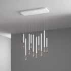 Chandelier with 10 LED Lights in Painted Metal and Adjustable Cables - Larch Viadurini