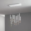 Chandelier with 10 LED Lights in Painted Metal and Adjustable Cables - Larch