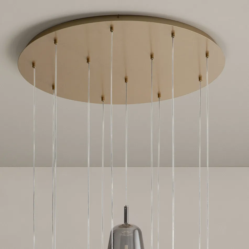 Chandelier with 12 Lights in Glass and Transparent Wire Made in Italy - Trilly Viadurini