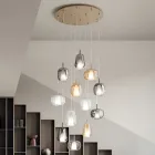 Chandelier with 12 Lights in Glass and Transparent Wire Made in Italy - Trilly Viadurini