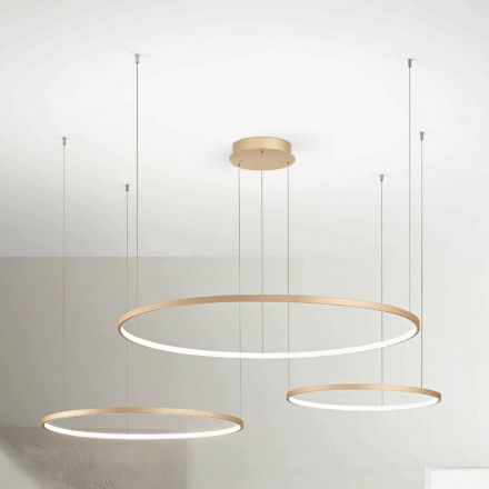 Chandelier with 2 or 3 Horizontal Roronde LED Lights in Painted Metal - Mulberry Viadurini