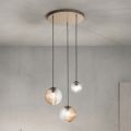 Chandelier with 3 Lights in Blown Glass in the Shape of a Sphere Made in Italy - Prilla