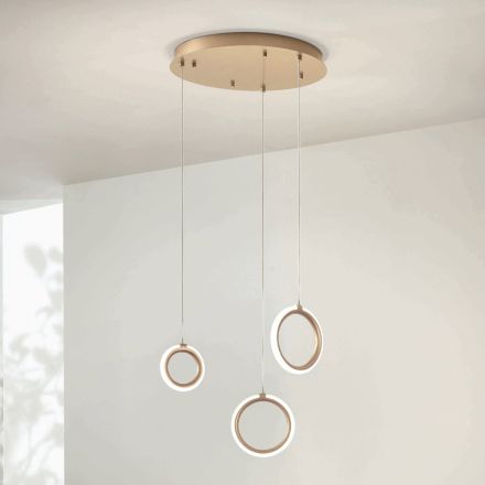 Chandelier with 3 LED Lights in Painted Metal and Optional Glass - Cedar Viadurini