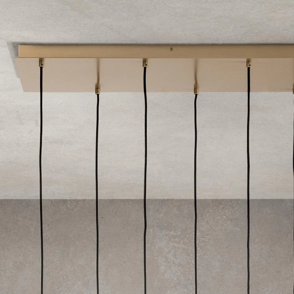 Chandelier with 6 Lights in Blown Glass in the Shape of a Sphere Made in Italy - Prilla Viadurini