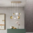 Chandelier with 6 Lights in Blown Glass in the Shape of a Sphere Made in Italy - Prilla Viadurini