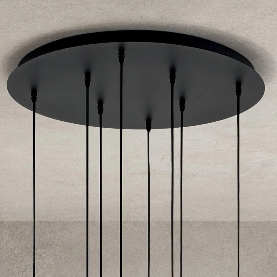 Chandelier with 8 Lights in Blown Glass in the Shape of a Sphere Made in Italy - Prilla Viadurini