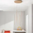 Chandelier with 8 LED Lights in Gold Painted Metal and Adjustable Cables - Orange Viadurini