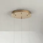 Chandelier with Round Base in Gold Painted Metal and LED Light - Hornbeam Viadurini