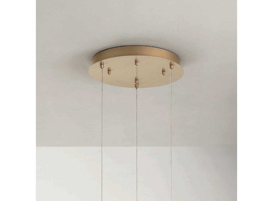 Chandelier with Round Base in Gold Painted Metal and LED Light - Hornbeam Viadurini