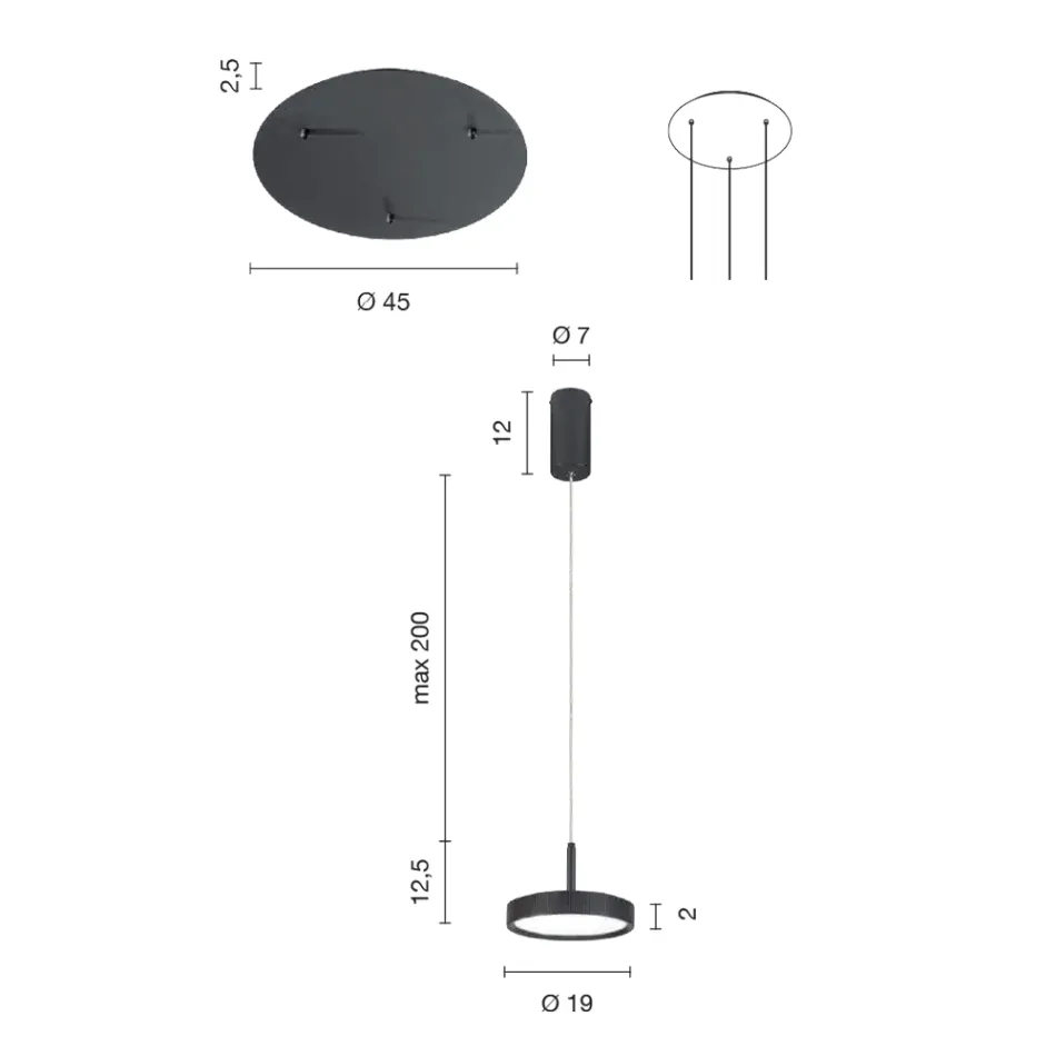 Chandelier with Round Base in Gold Painted Metal and LED Light - Hornbeam Viadurini