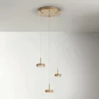 Chandelier with Round Base in Gold Painted Metal and LED Light - Hornbeam Viadurini