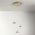 Chandelier with Round Base in Gold Painted Metal and LED Light - Hornbeam