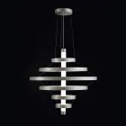 Chandelier with Glass Body and 6 Aluminum Circles - Clara Viadurini