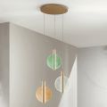 Chandelier with LED in Painted Metal and Textured Glass - Baobab