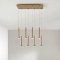 Chandelier with Gold Painted Metal Frame and Adjustable Cables - Birch