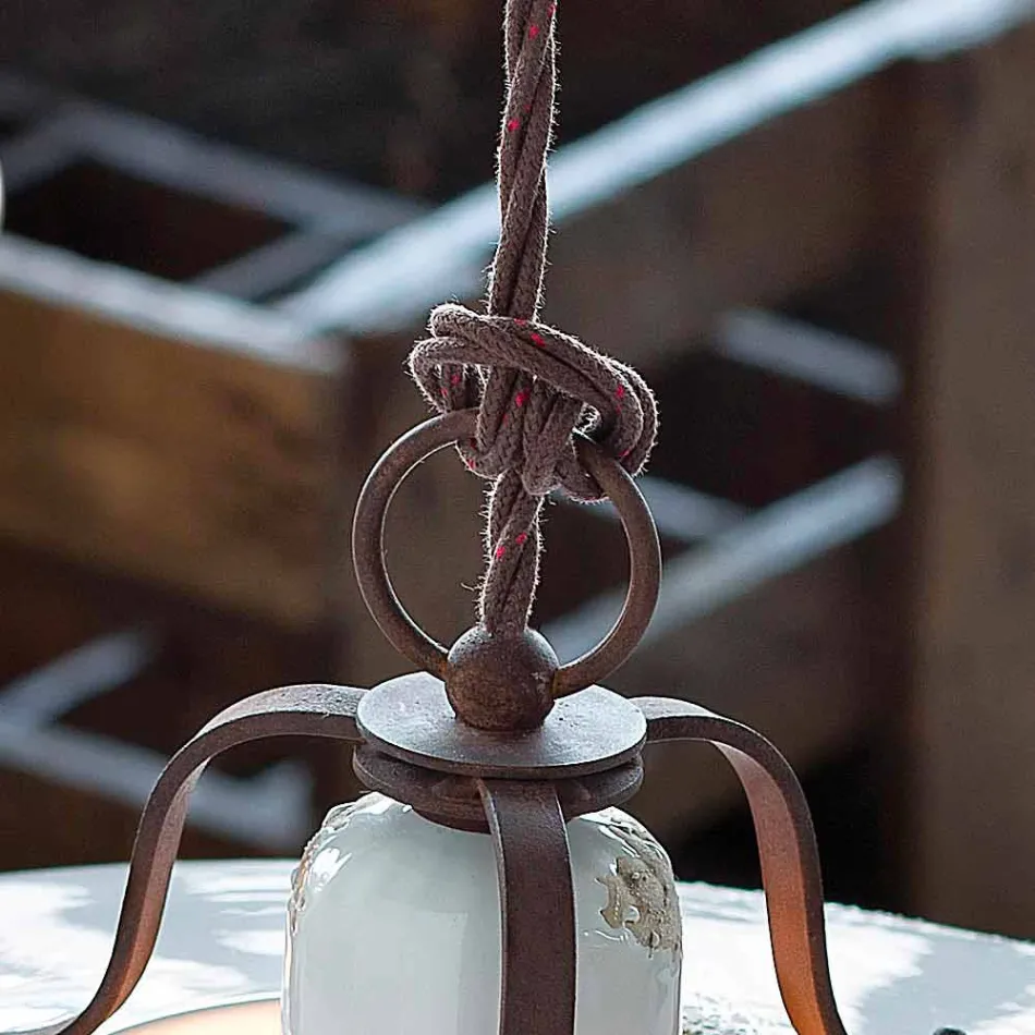 country Chandelier in ceramic and metal Monica Ferroluce Viadurini