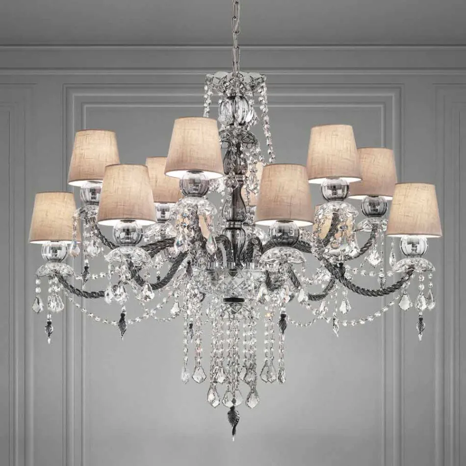 Artisan Venetian Glass 12 Lights Chandelier, Made in Italy - Milagros Viadurini