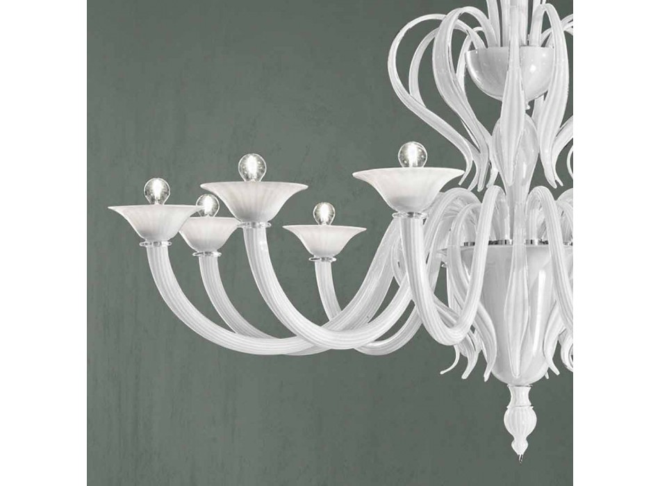 12 Lights Venice Glass Chandelier Handmade in Italy - Agustina Viadurini