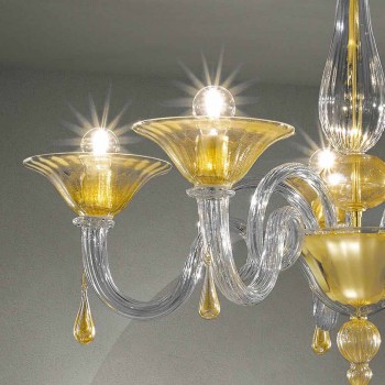 5 Lights Venice Glass Chandelier, Handmade in Italy - Margherita