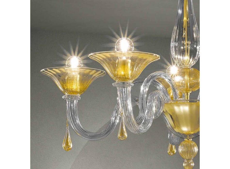 5 Lights Venice Glass Chandelier, Handmade in Italy - Margherita Viadurini